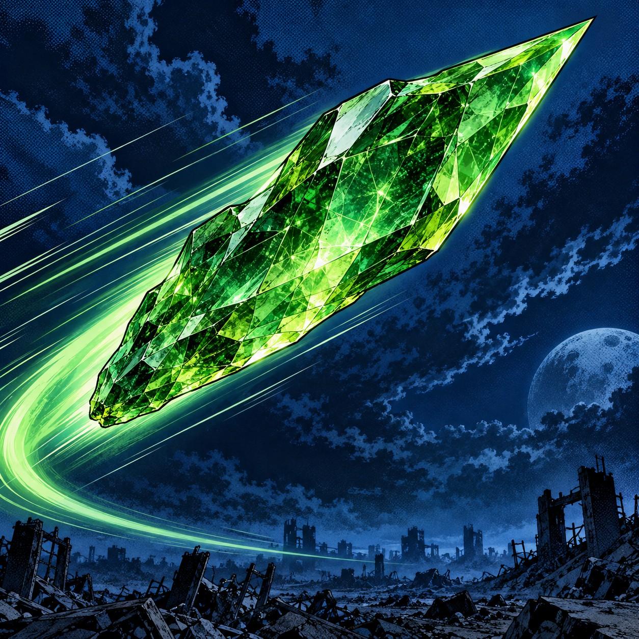 Portrait of Gamma Knife, a Seasoned Ancient green alien crystal