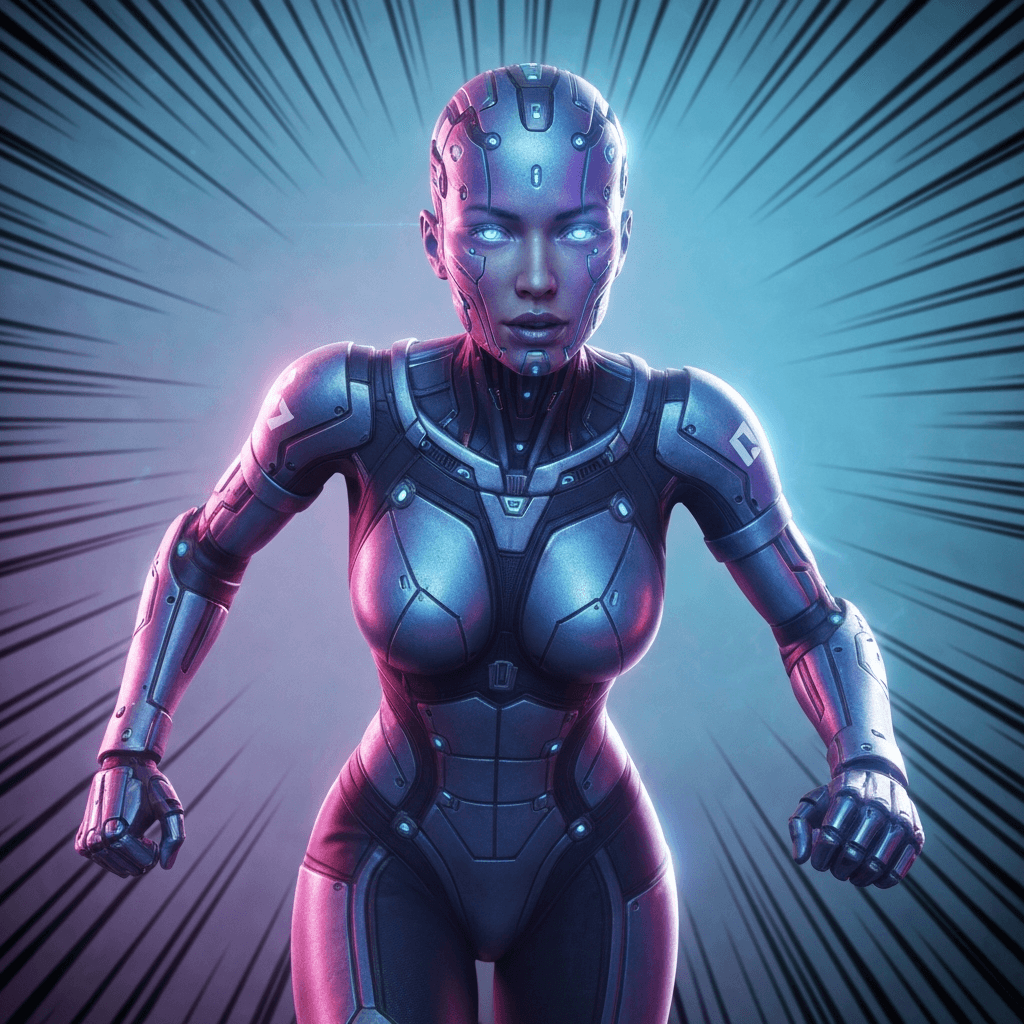 Portrait of Aurora "Ori" Khepri, a Seasoned Android