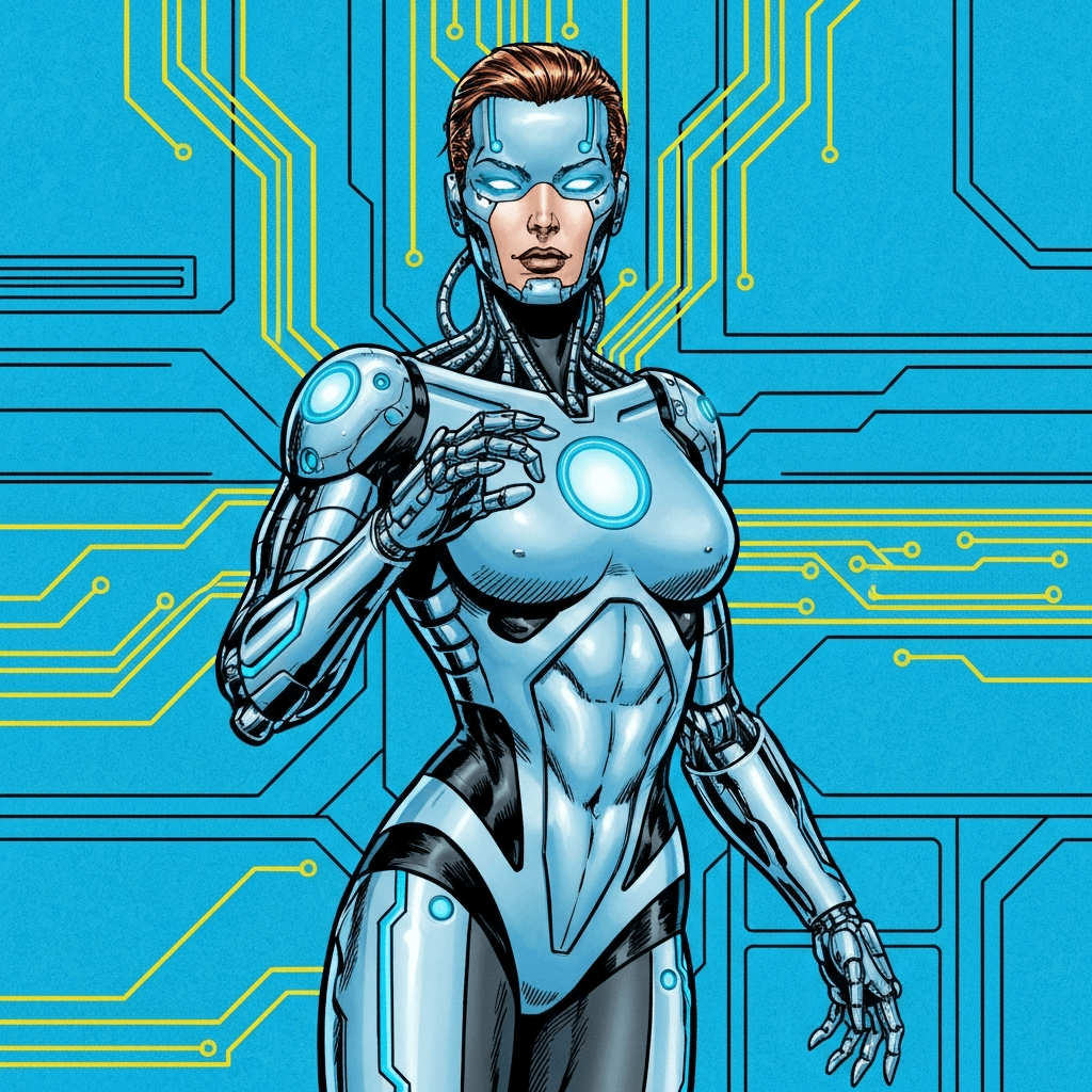 Portrait of K01x, a Seasoned Cyborg